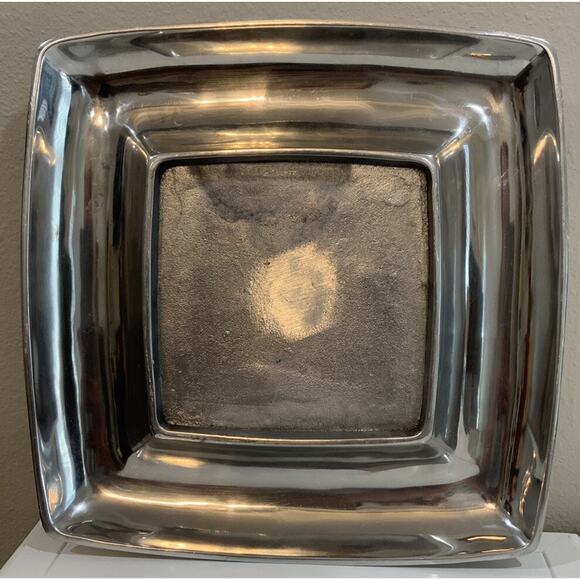 POTTERY BARN BARONA Polished Aluminum Cheese Cracker Square Silver TRAY PLATTER - Picture 2 of 10